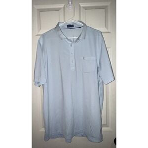 Stitch polo shirt mens l blue and white striped golf